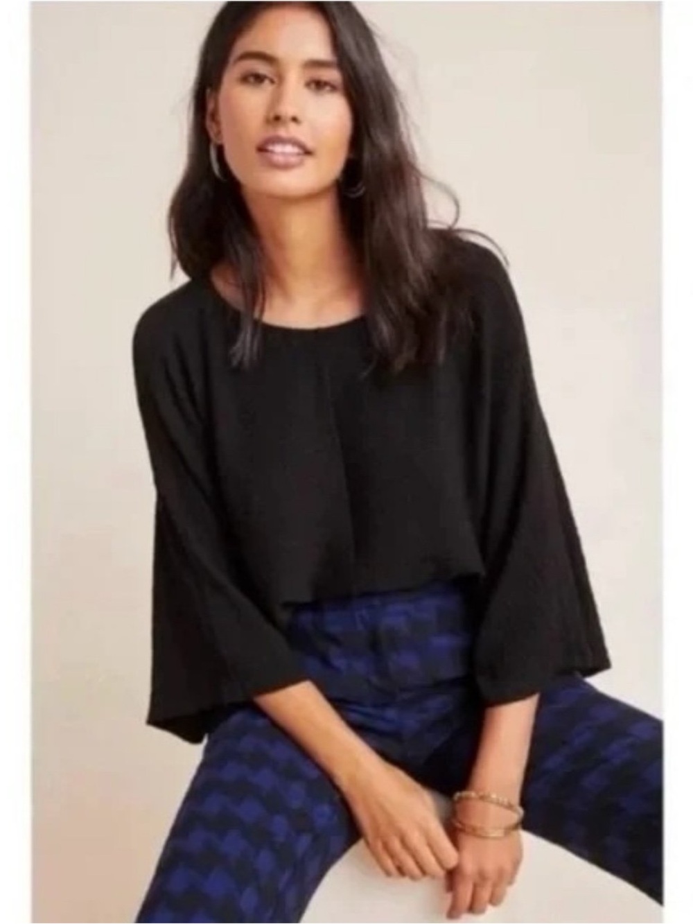 Anthropologie Maeve Claire oversized dolman top textured knit loose fit Size S